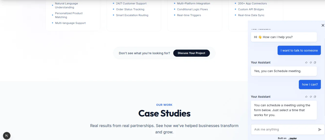AI Website Assistant & Auto-meeting Bookup